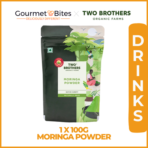 Two Brothers Organic Farms Moringa Powder, Chemical-Free Lab-Tested 100g