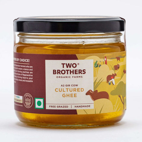 Two Brothers Organic Farms A2 Cow Cultured Ghee, Desi Gir Cow