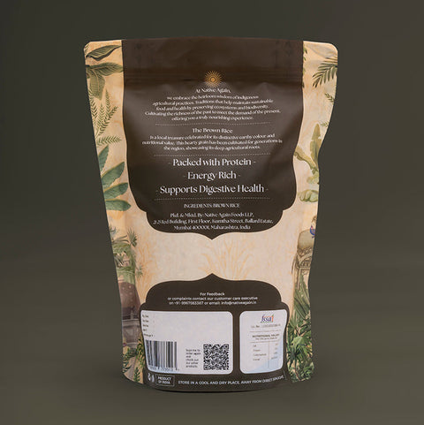 Product packaging with botanical design on a dark background