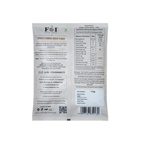 Faith Foods | Organic Khapli Wheat Flour 1Kg
