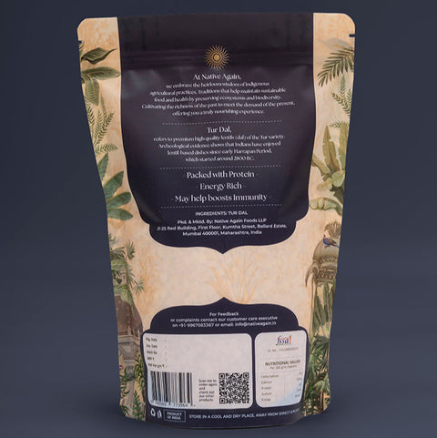 Back view of a packaged product with branding and text on a dark background