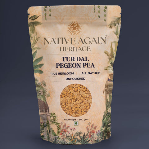 Native Again Tur Dal Pigeon Pea package on a dark background