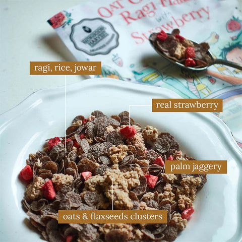 Wingreens Farms Oat Clusters & Ragi Flakes with Strawberry