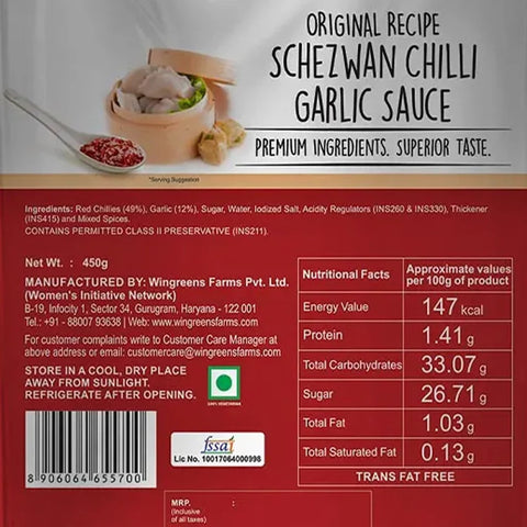 Wingreens Farms Schezwan Chilli Garlic Sauce