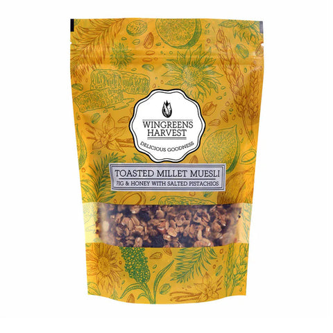 Wingreens Farms Toasted Millet Muesli Fig & Honey with Salted Pistachios