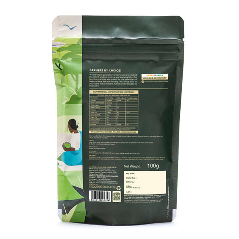 Two Brothers Organic Farms Moringa Powder, Chemical-Free Lab-Tested 100g