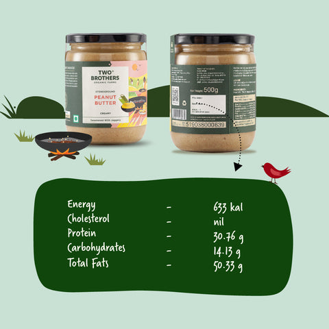 Two Brothers Organic Farms Peanut Butter, Creamy with Jaggery, Stoneground